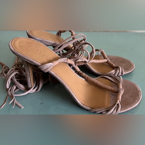 Isabel Marant Arja Brown Leather Lace Up Suede Heels Sandals 37 New $990 - Picture 5 of 16